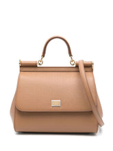 Dolce & Gabbana Large Sicily Leather Top Handle Bag Brown