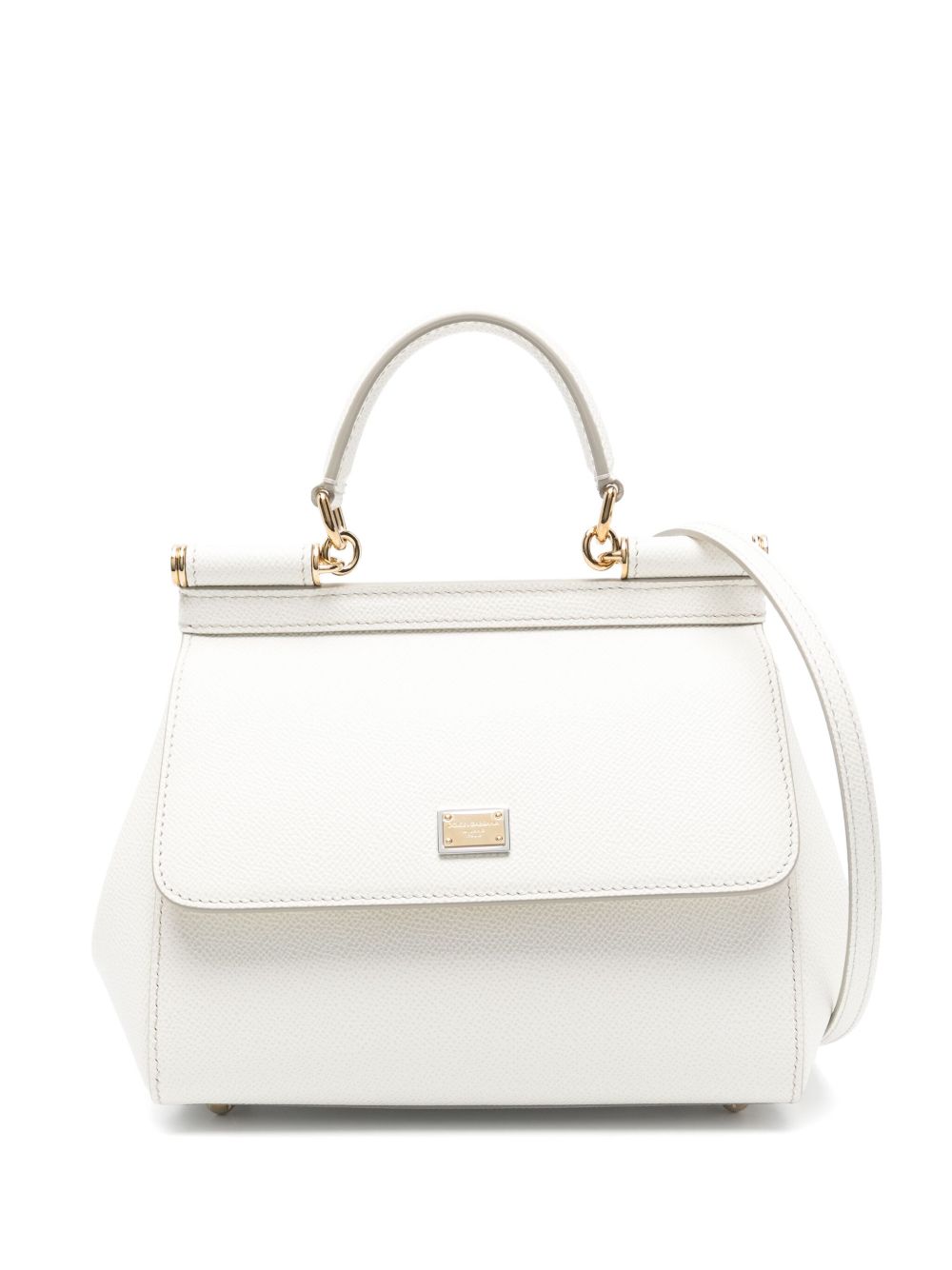 Dolce &amp; Gabbana Medium Sicily Leather Top Handle Bag White