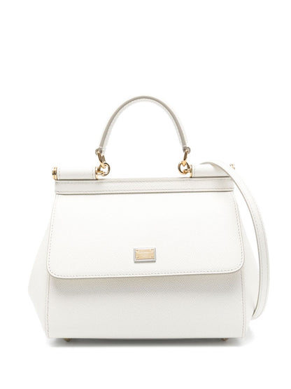 Dolce &amp; Gabbana Medium Sicily Leather Top Handle Bag White
