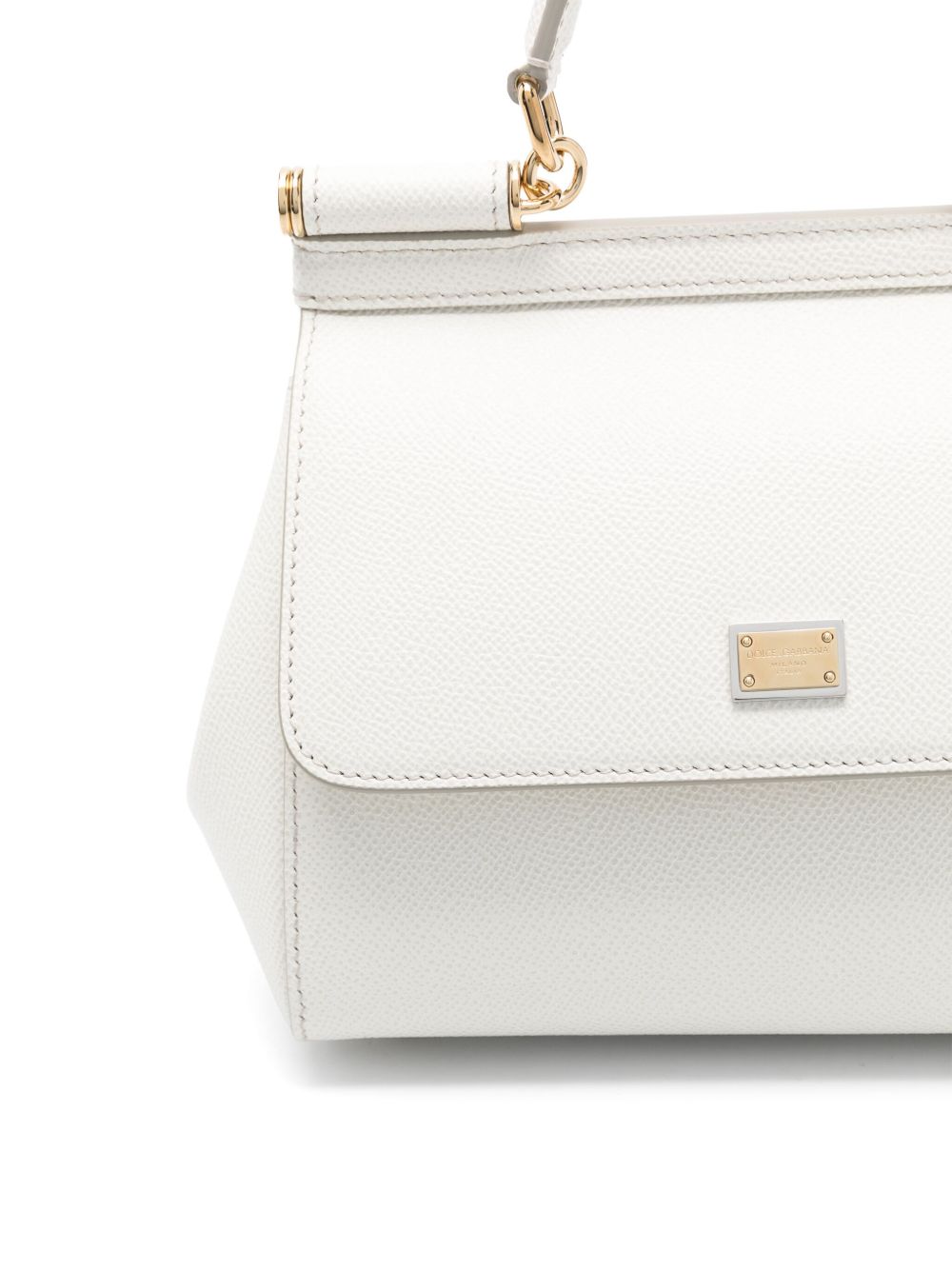 Dolce &amp; Gabbana Medium Sicily Leather Top Handle Bag White