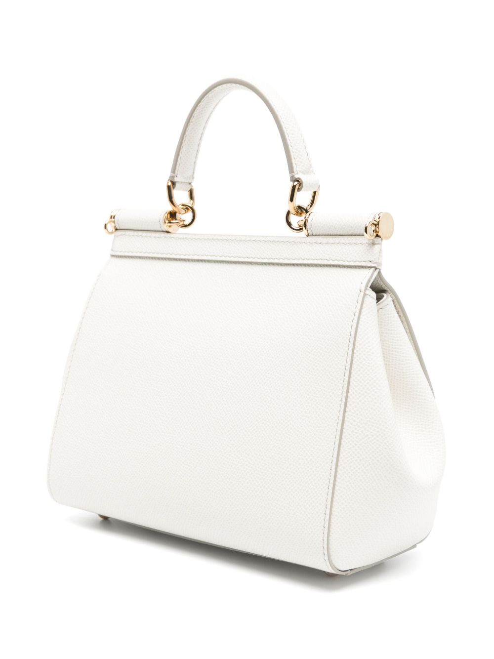 Dolce &amp; Gabbana Medium Sicily Leather Top Handle Bag White