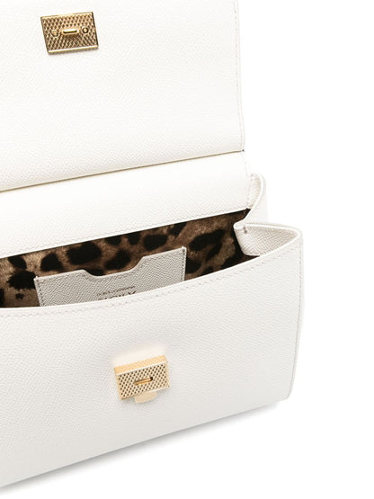 Dolce &amp; Gabbana Medium Sicily Leather Top Handle Bag White