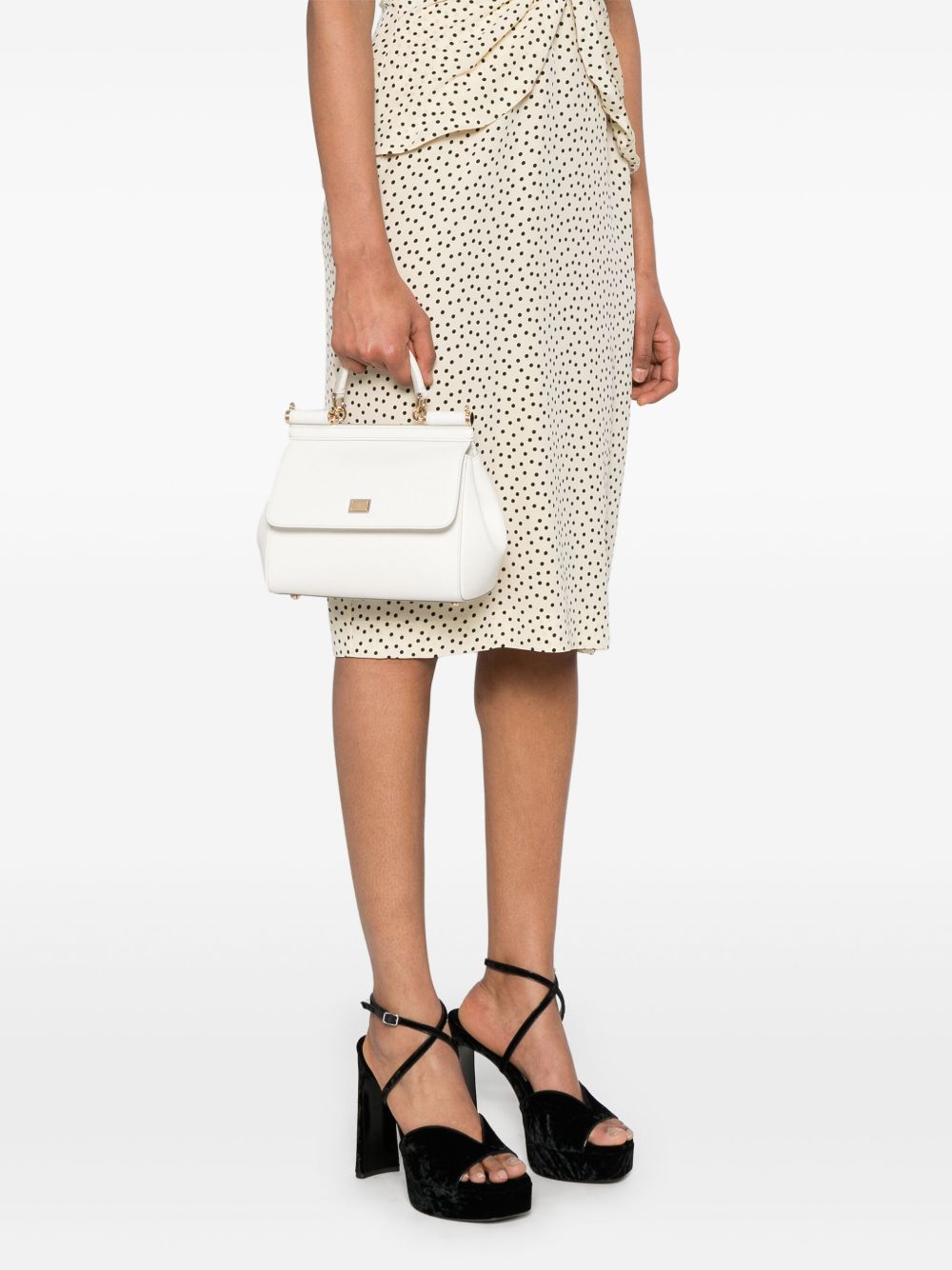 Dolce &amp; Gabbana Medium Sicily Leather Top Handle Bag White