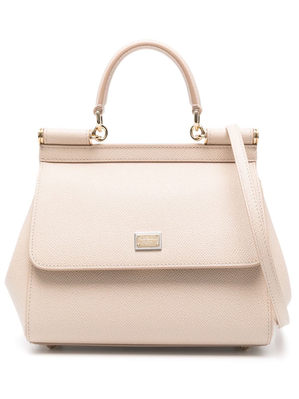 Dolce &amp; Gabbana Medium Sicily Leather Top Handle Bag Powder