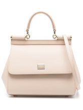 Dolce & Gabbana Medium Sicily Leather Top Handle Bag Powder
