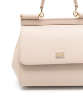 Dolce & Gabbana Medium Sicily Leather Top Handle Bag Powder