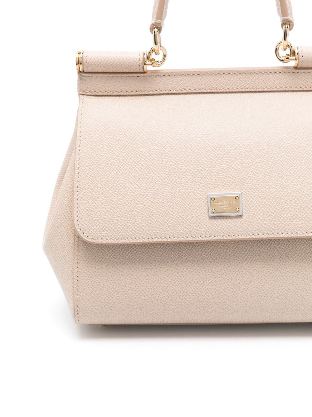 Dolce &amp; Gabbana Medium Sicily Leather Top Handle Bag Powder