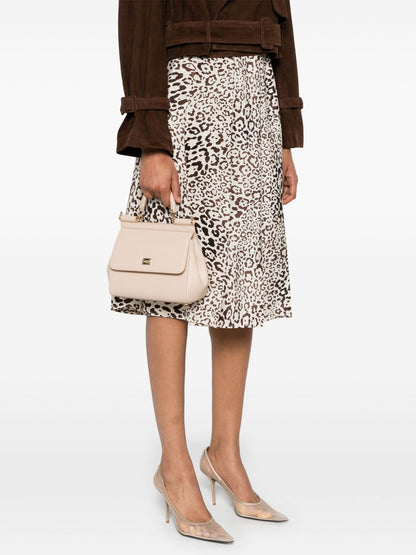 Dolce &amp; Gabbana Medium Sicily Leather Top Handle Bag Powder