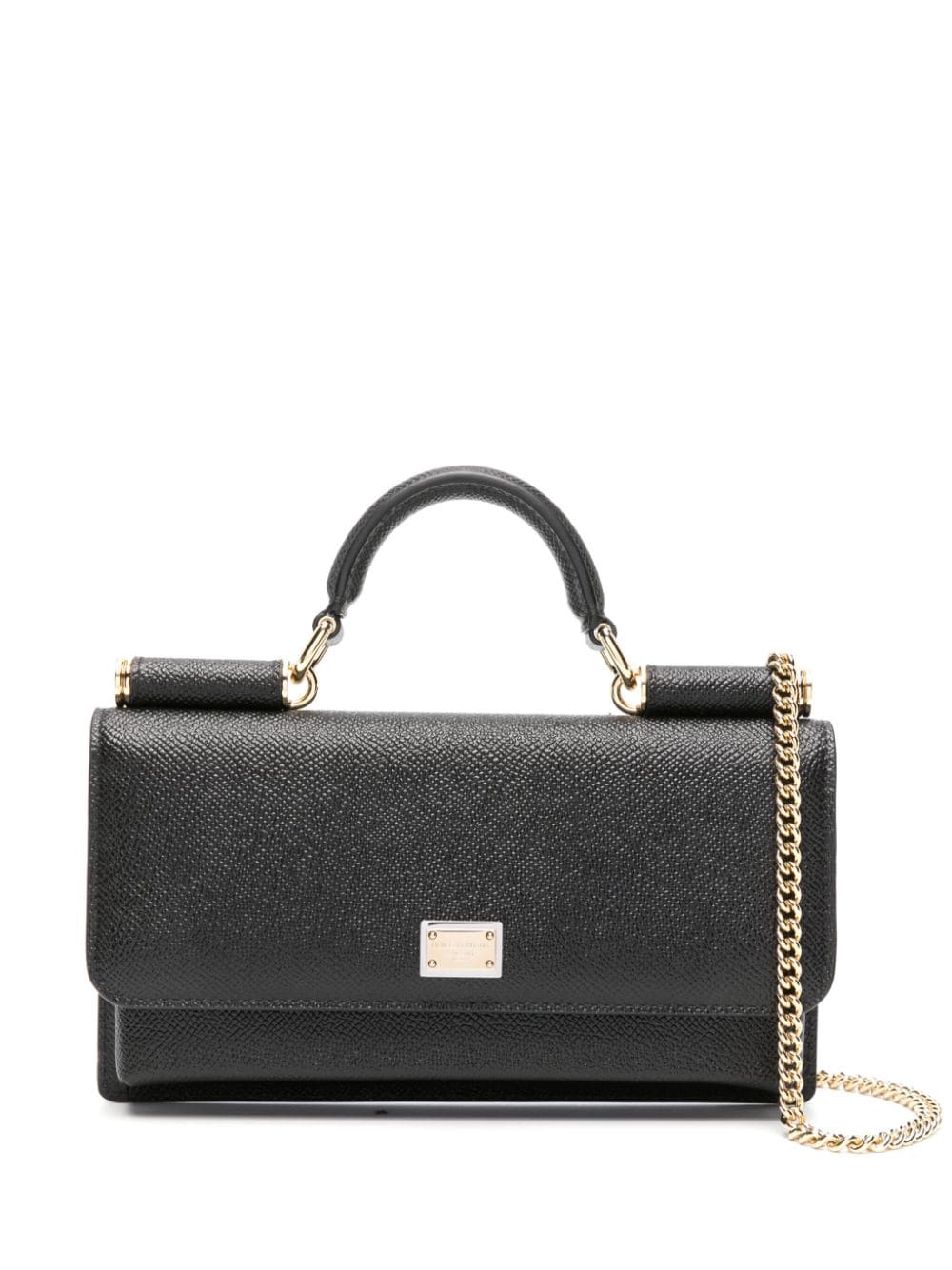 Dolce &amp; Gabbana Mini Dauphine Black Calfskin Clutch Bag Black