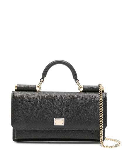 Dolce &amp; Gabbana Mini Dauphine Black Calfskin Clutch Bag Black