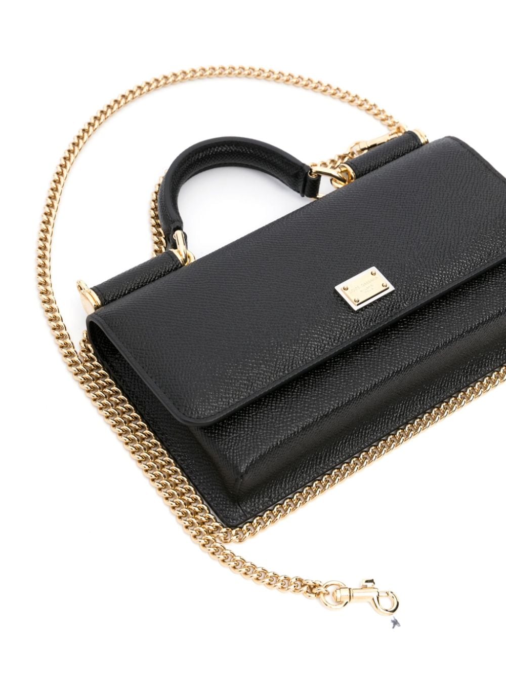 Dolce &amp; Gabbana Mini Dauphine Black Calfskin Clutch Bag Black