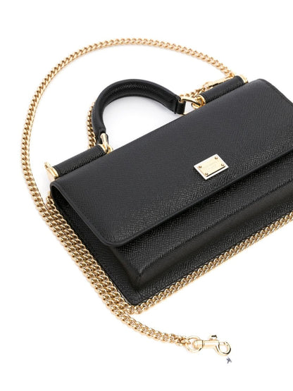 Dolce &amp; Gabbana Mini Dauphine Black Calfskin Clutch Bag Black