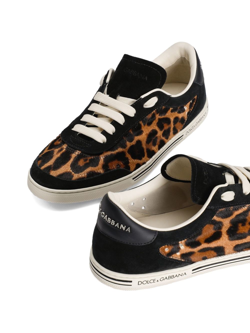 Dolce &amp; Gabbana Saint Tropez Light Leopard-Print Suede And Leather Sneakers Brown