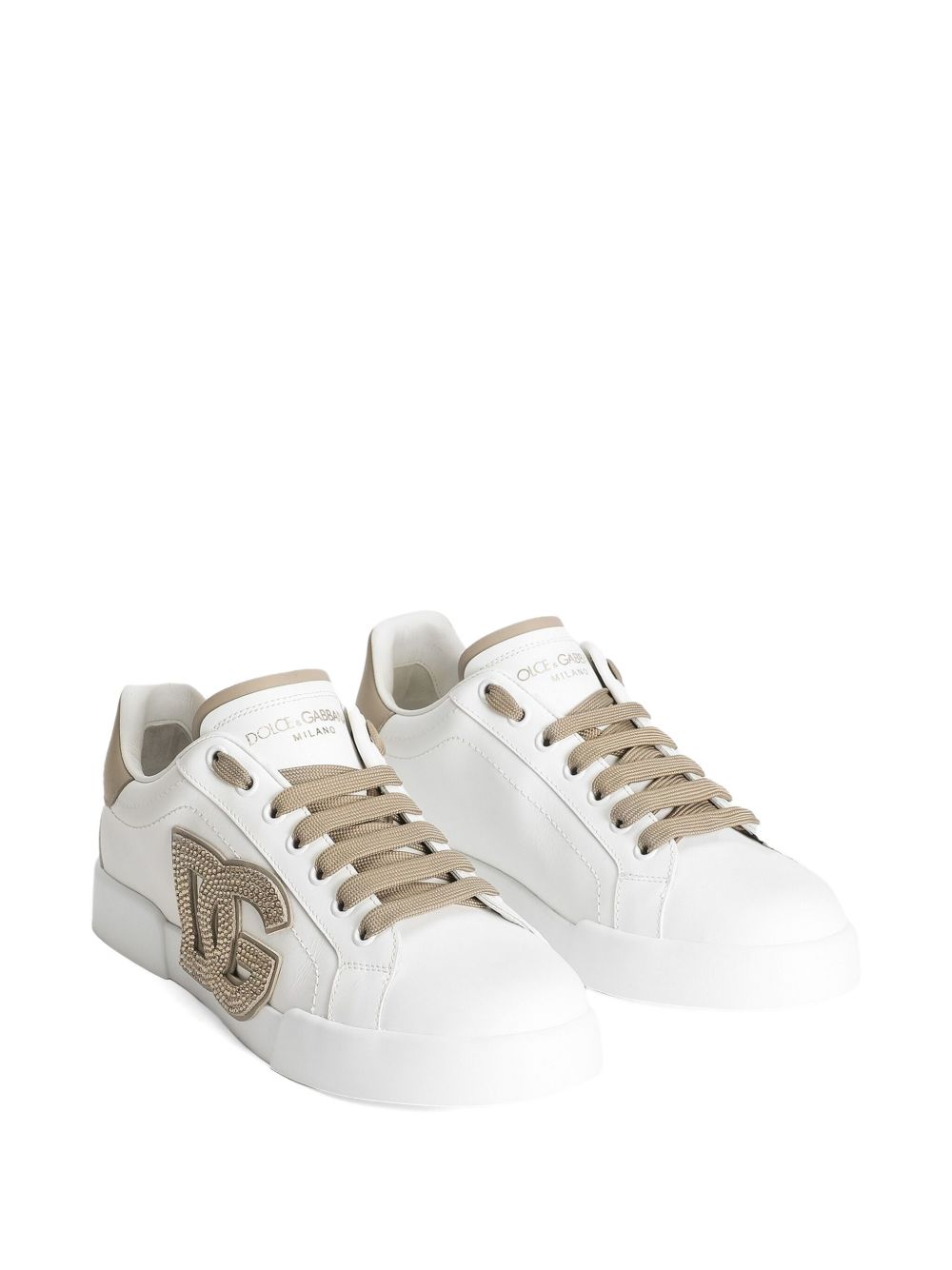 Dolce &amp; Gabbana Portofino Leather Sneakers Dove Grey