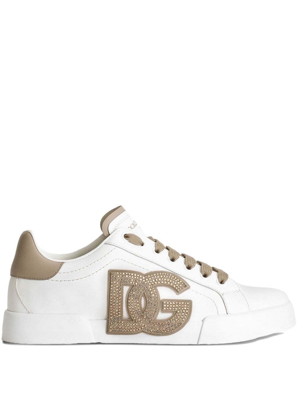 Dolce &amp; Gabbana Portofino Leather Sneakers Dove Grey
