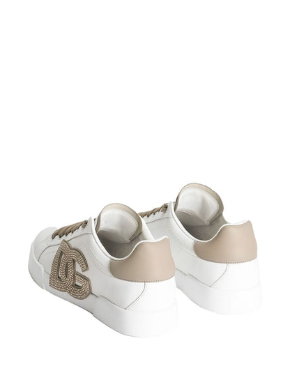 Dolce &amp; Gabbana Portofino Leather Sneakers Dove Grey