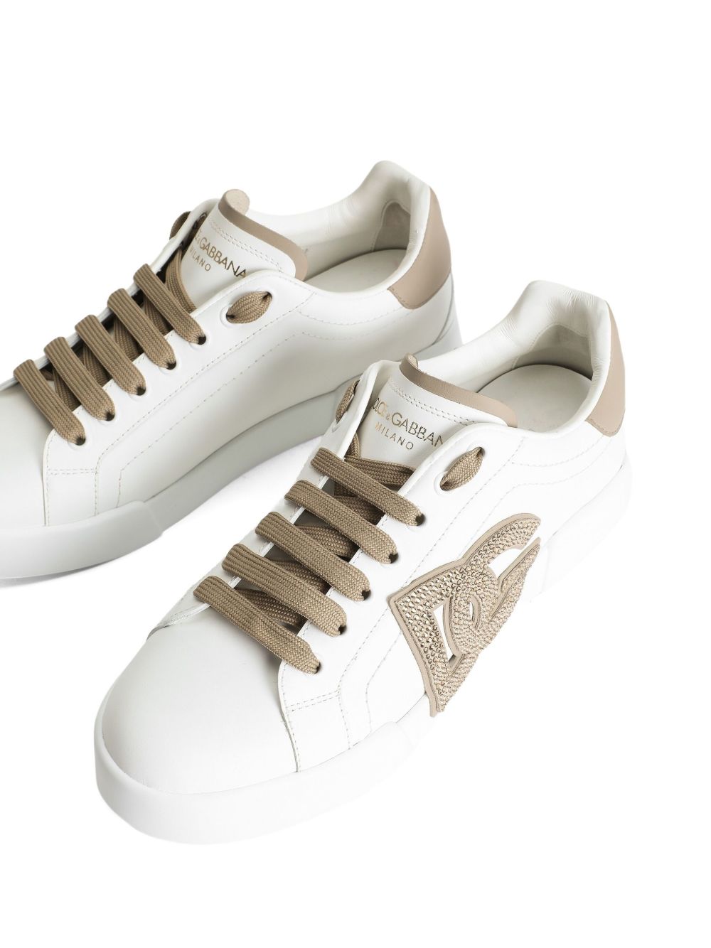 Dolce &amp; Gabbana Portofino Leather Sneakers Dove Grey