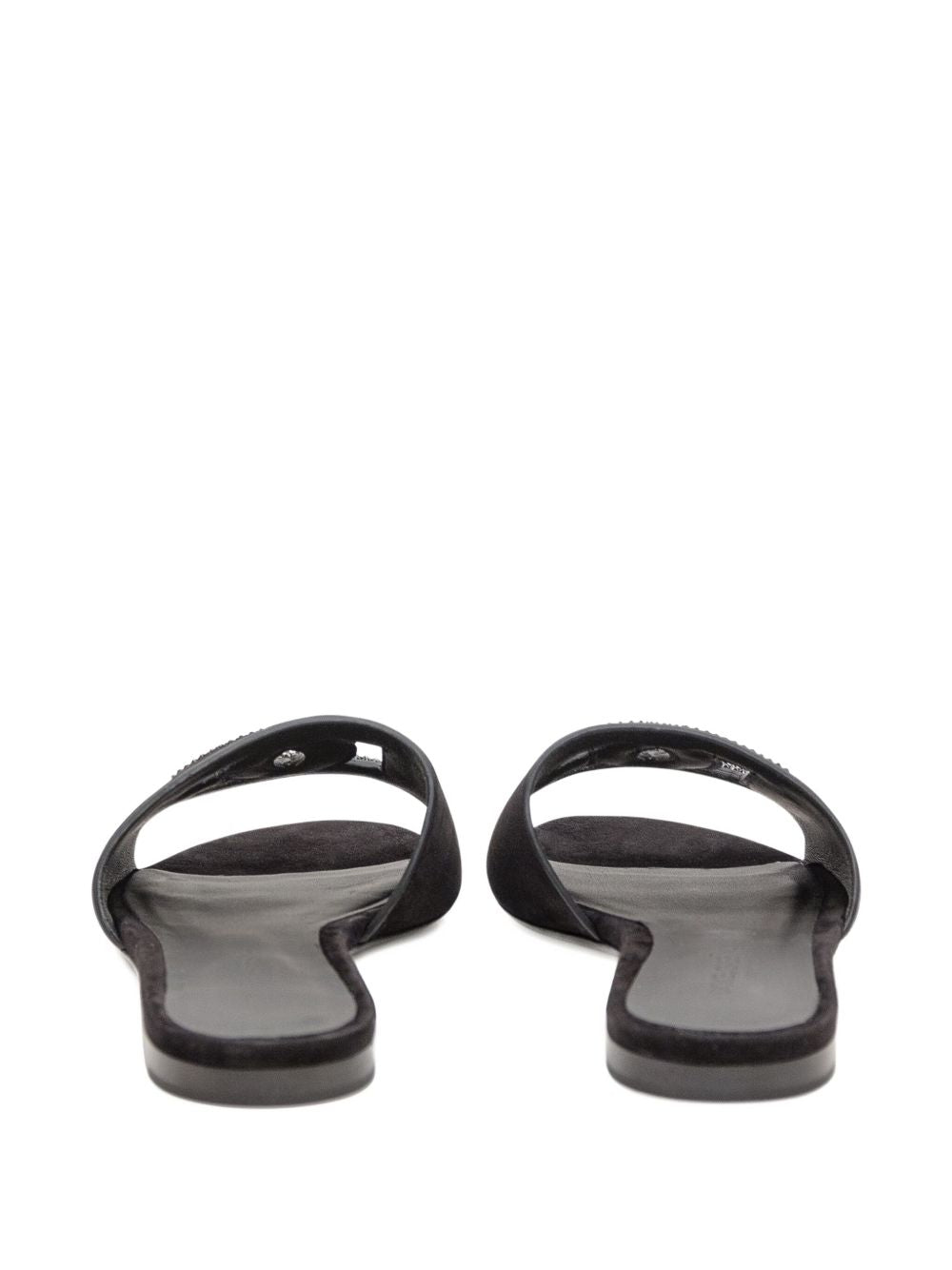 Dolce &amp; Gabbana Suede Crystal-Embellished DG Logo Sandals Black