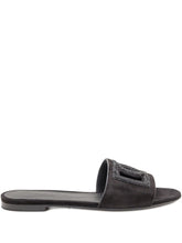 Dolce & Gabbana Suede Crystal-Embellished DG Logo Sandals Black