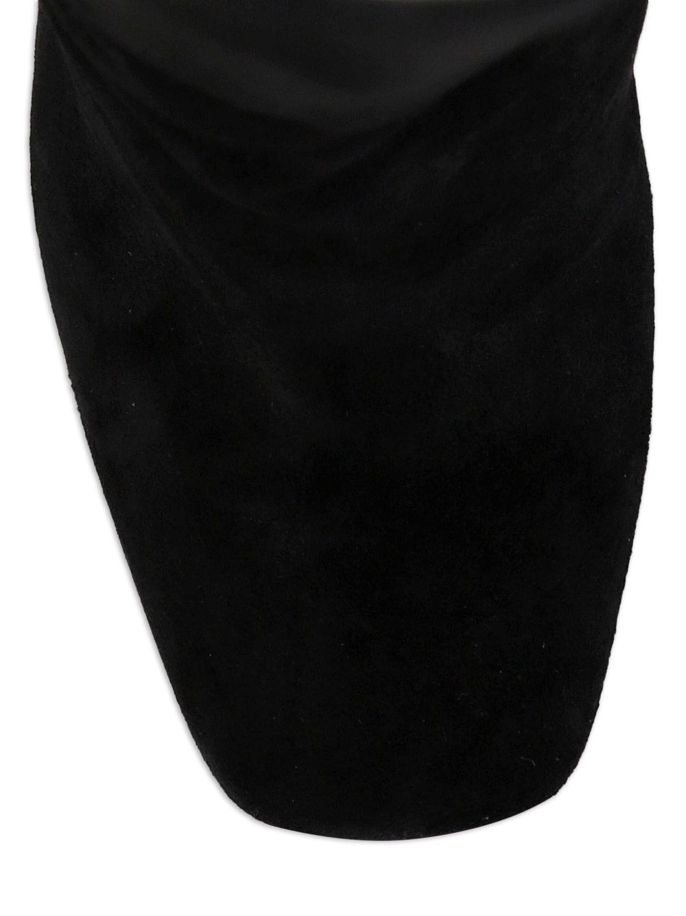 Dolce &amp; Gabbana Block Heel Suede Knee-High Boots with Chain Detail Black
