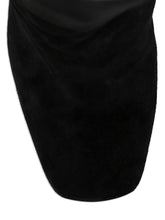 Dolce & Gabbana Block Heel Suede Knee-High Boots with Chain Detail Black
