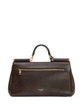 Dolce & Gabbana Sicily Soft Leather Top Handle Bag Dark Brown