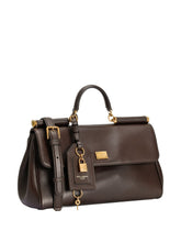 Dolce & Gabbana Sicily Soft Leather Top Handle Bag Dark Brown
