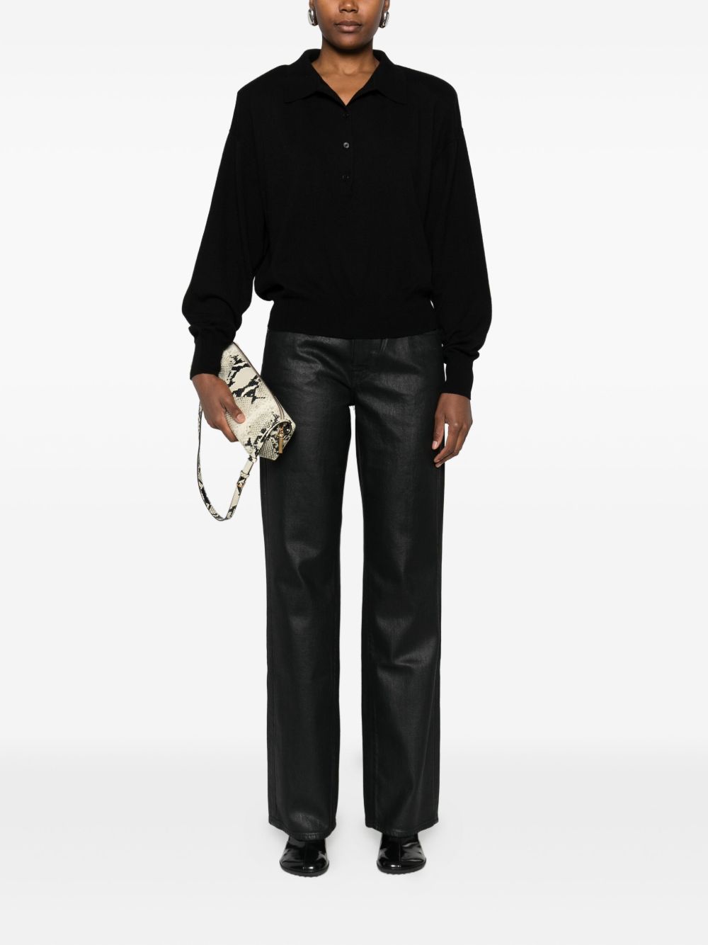 Seven Black Coated Denim Jeans with Five Pockets Black