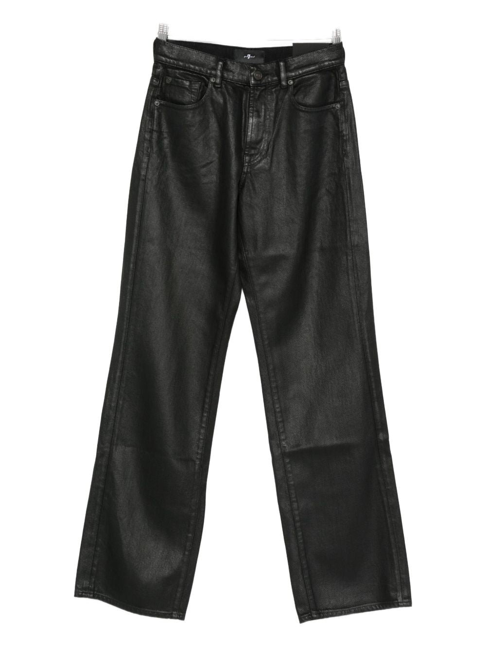 Seven Black Coated Denim Jeans with Five Pockets Black