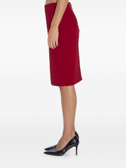 Saint Laurent Pencil Midi Silk-Blend Skirt Red red