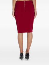 Saint Laurent Pencil Midi Silk-Blend Skirt Red red