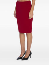 Saint Laurent Pencil Midi Silk-Blend Skirt Red red