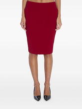 Saint Laurent Pencil Midi Silk-Blend Skirt Red red
