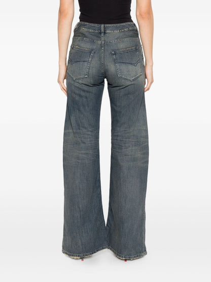 Balenciaga Grey Low-Rise Frayed-Hem Jeans Grey