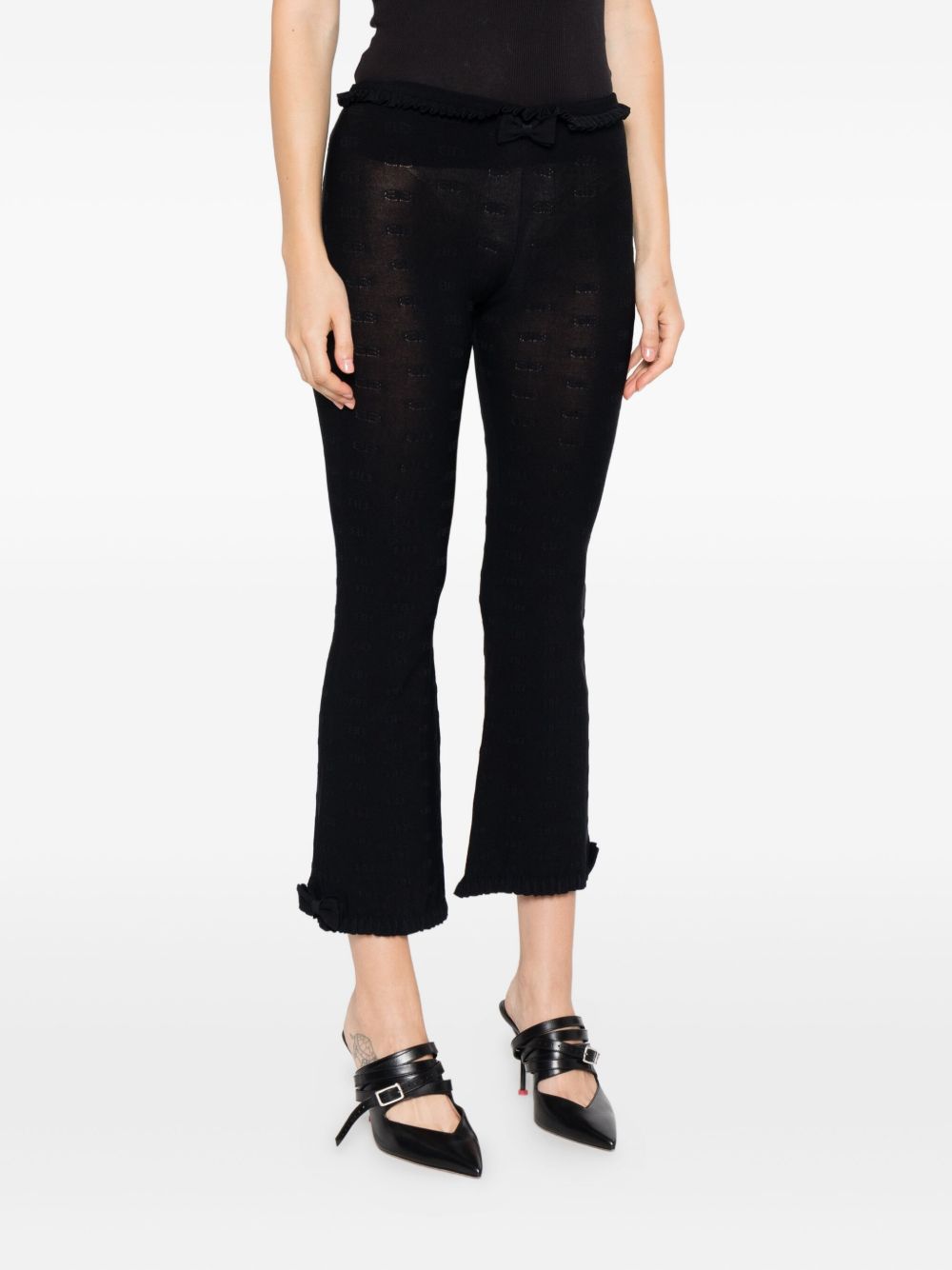 Balenciaga Flared Ruffled-Trim Capri Trousers Black Black