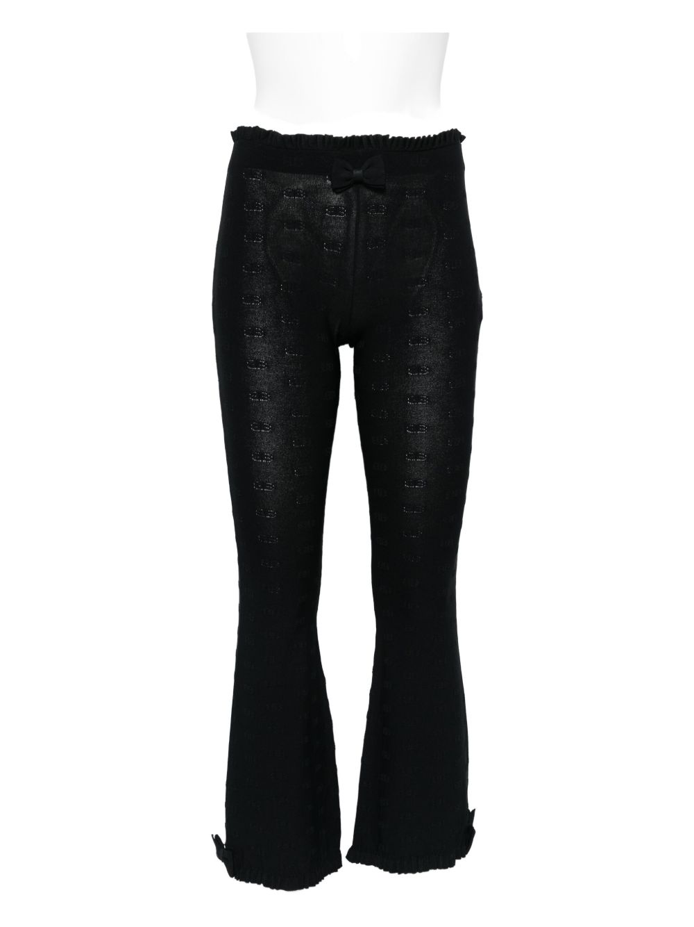 Balenciaga Flared Ruffled-Trim Capri Trousers Black Black