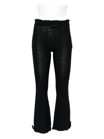 Balenciaga Flared Ruffled-Trim Capri Trousers Black Black