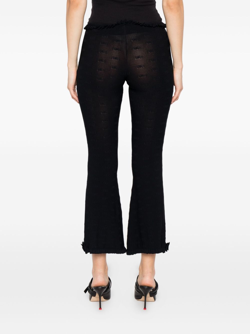 Balenciaga Flared Ruffled-Trim Capri Trousers Black Black