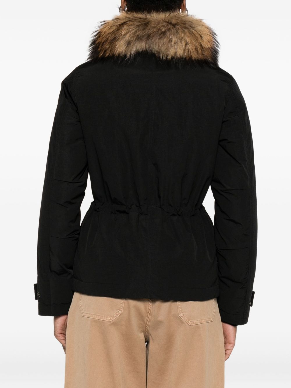 Woolrich Long Belted Shell Down Coat Black Black