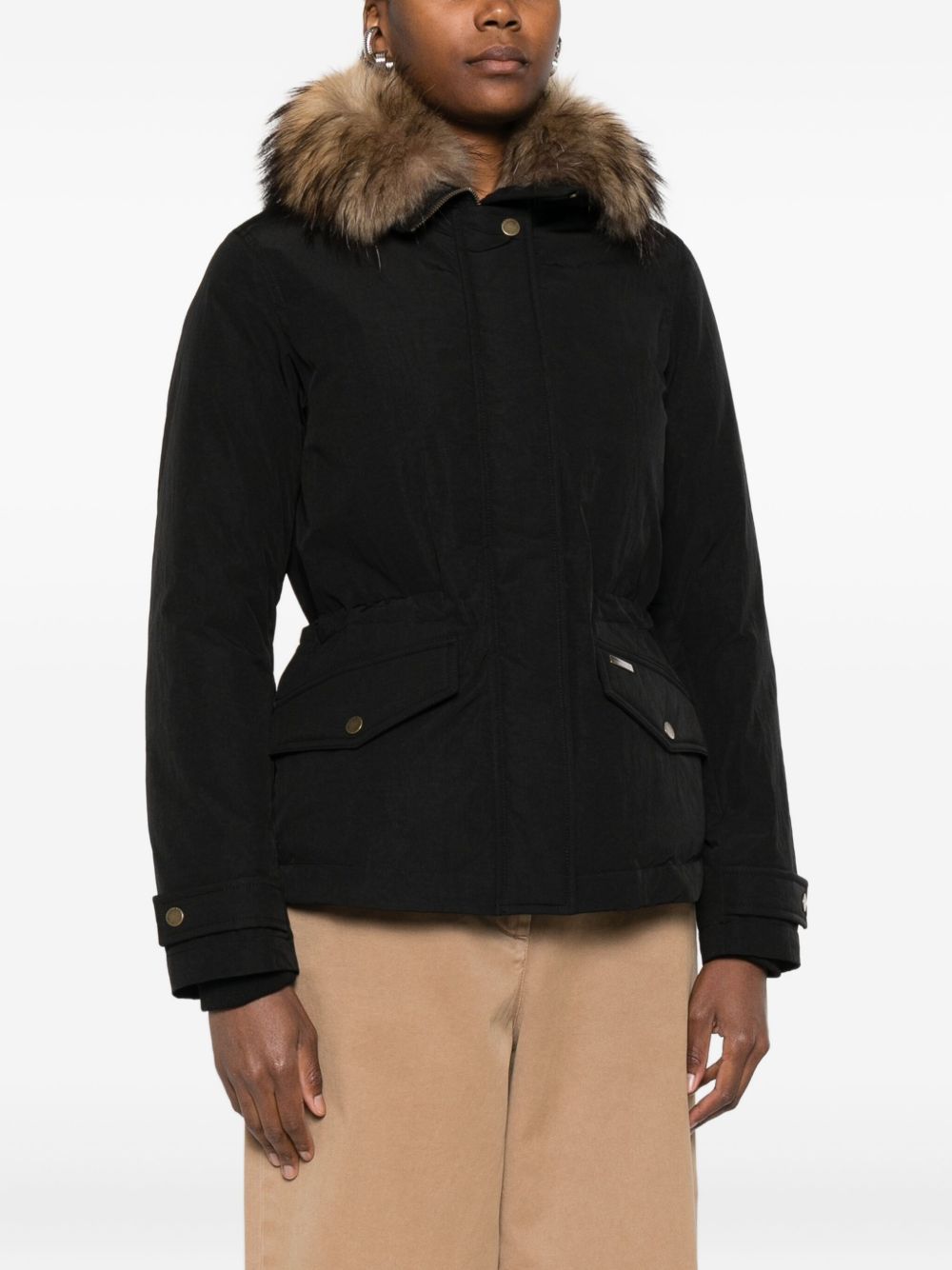 Woolrich Long Belted Shell Down Coat Black Black