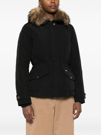 Woolrich Long Belted Shell Down Coat Black Black