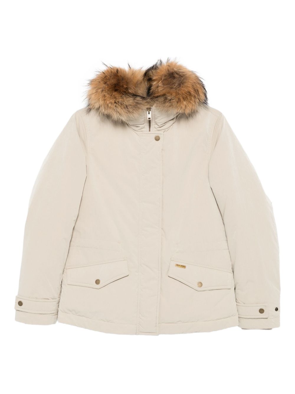 Woolrich Fur-Trimmed Hooded Down Jacket Beige Beige