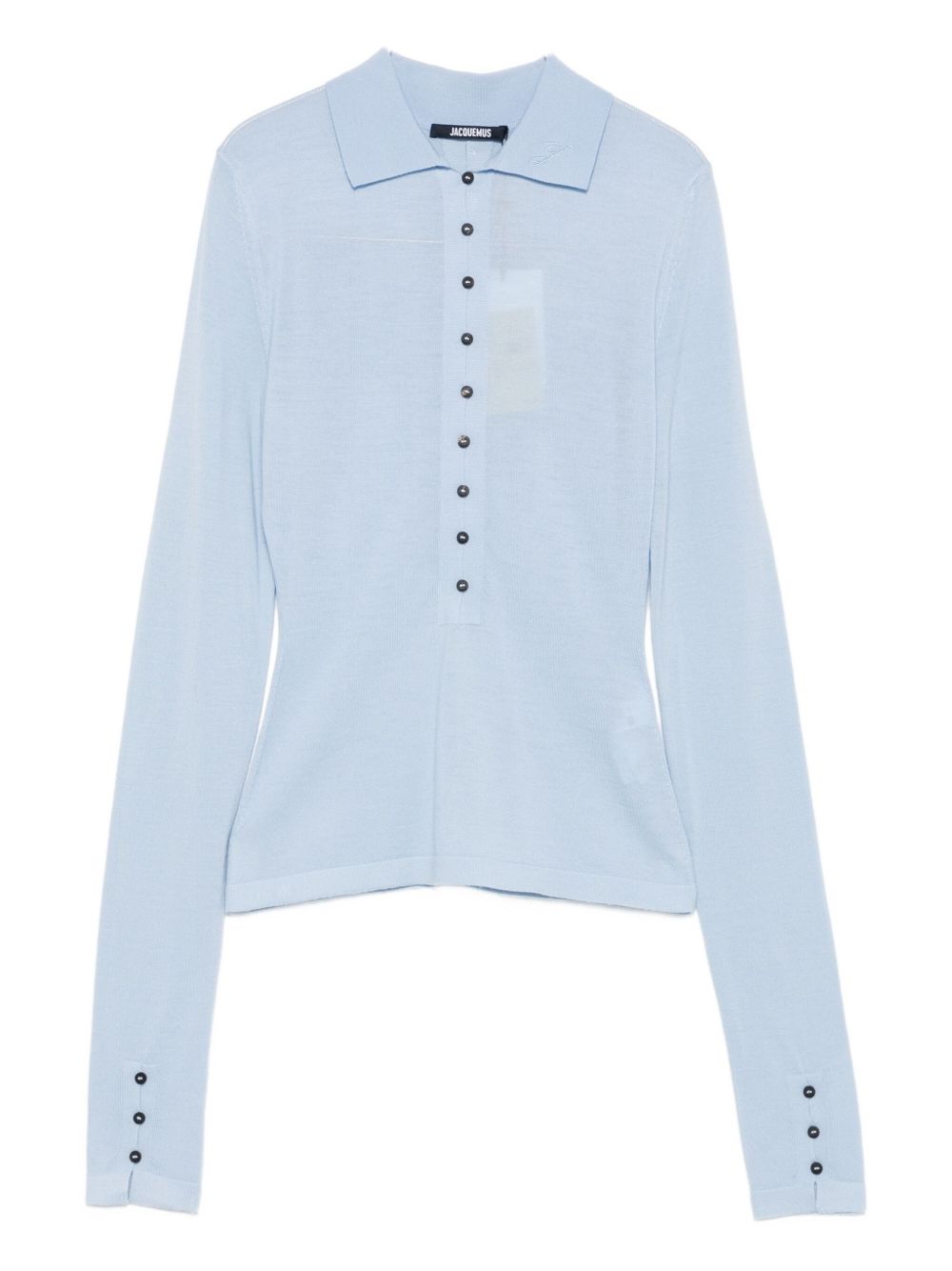 JACQUEMUS Le Polo Merino Long-Sleeved Wool Polo Shirt Clear Blue
