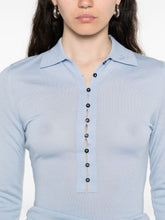 JACQUEMUS Merino Wool Long-Sleeve Polo Shirt Clear Blue clear blue