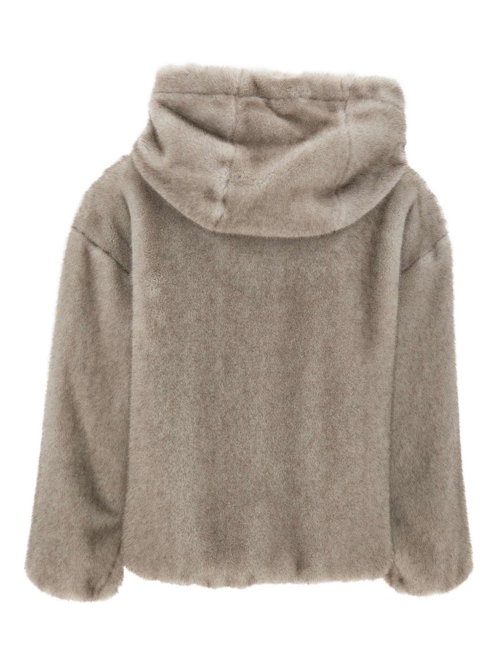 Herno Faux Fur Trim Hooded Grey Coat Grey