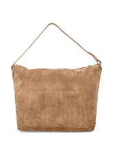 Emporio Armani XL Leather Top Handle Hobo Bag Beige