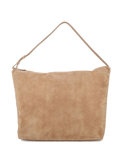 Emporio Armani XL Leather Top Handle Hobo Bag Beige