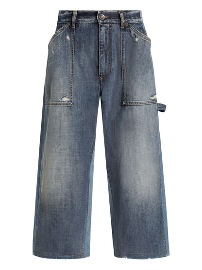 Dolce &amp; Gabbana Slim-Fit Distressed Blue Jeans with Logo Plaque Blue