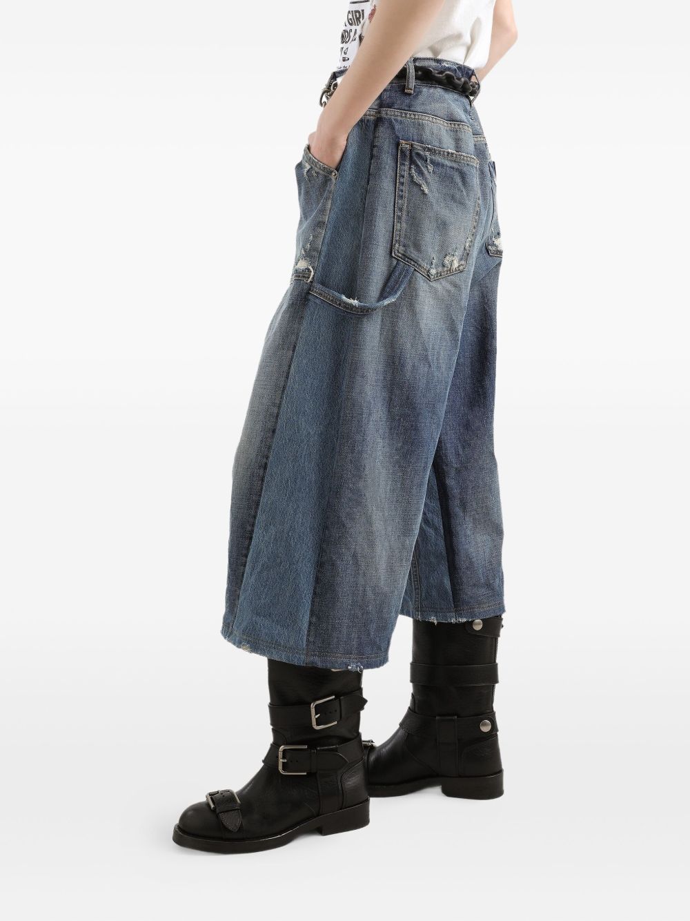 Dolce &amp; Gabbana Slim-Fit Distressed Blue Jeans with Logo Plaque Blue