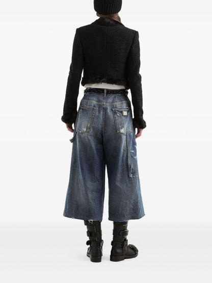 Dolce &amp; Gabbana Slim-Fit Distressed Blue Jeans with Logo Plaque Blue